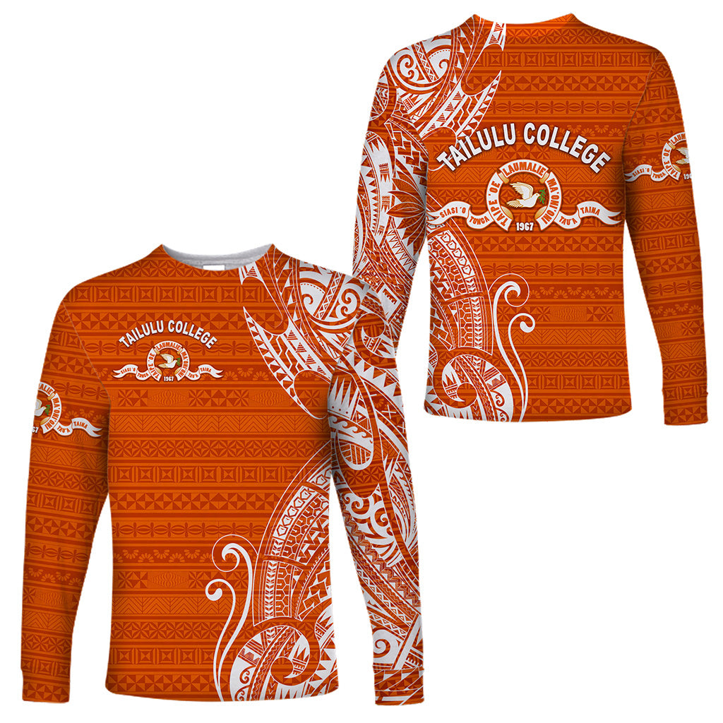 (Custom Personalised) Tonga Tailulu College Long Sleeve Shirts Simple Vibes LT8 Unisex Orange - Polynesian Pride