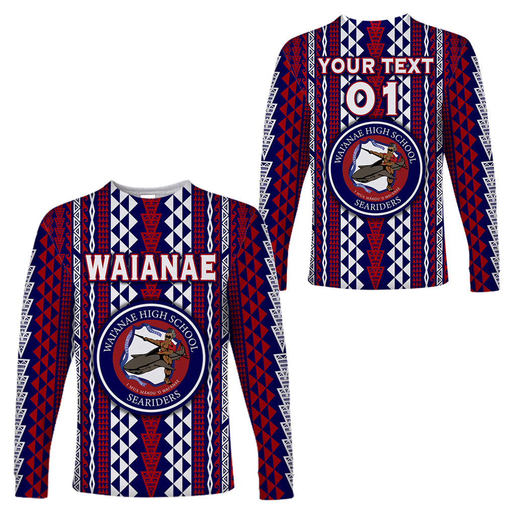 (Custom Personalised) Hawaii Waianae High School Long Sleeve Shirts Seariders Simple Style LT8 Unisex Blue - Polynesian Pride