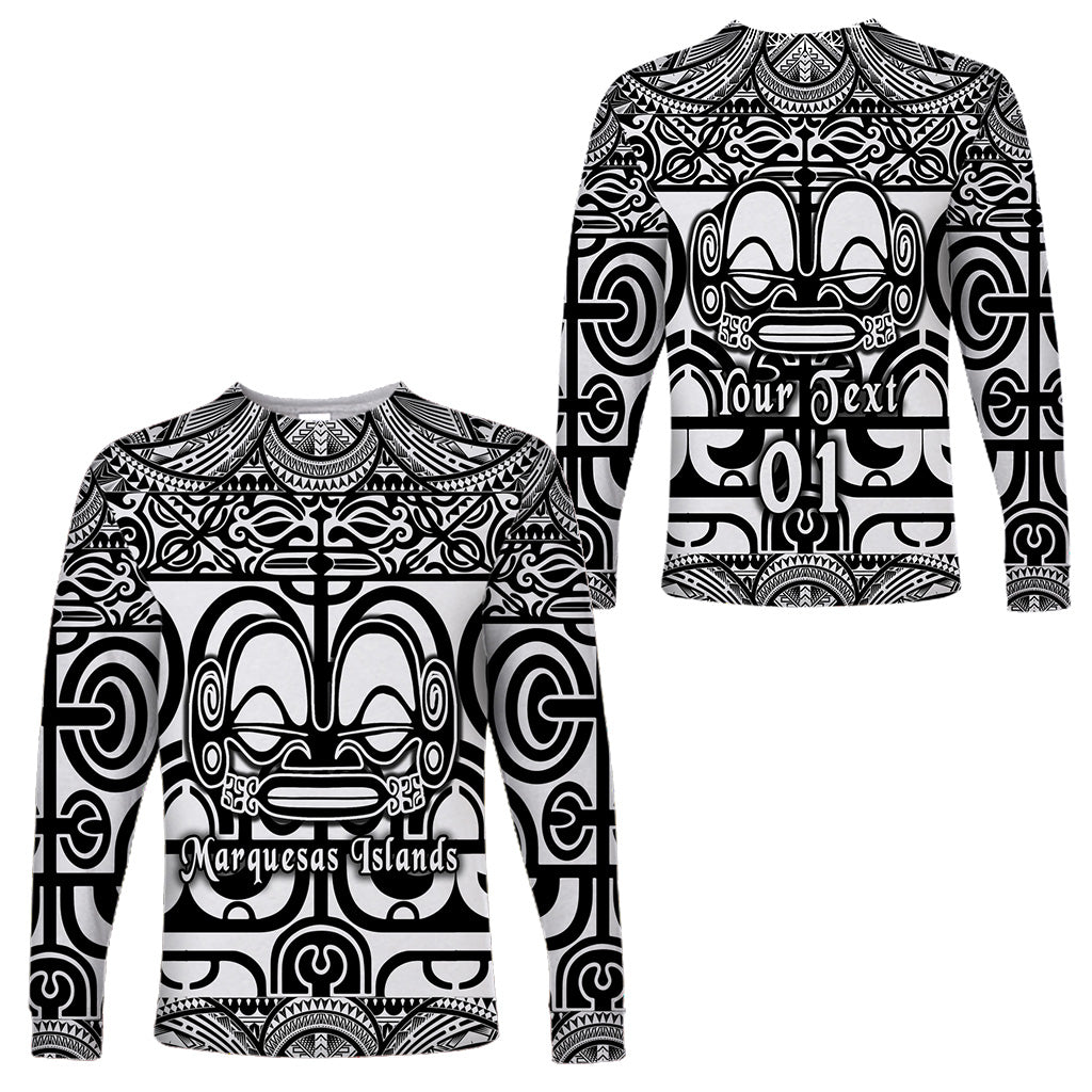 (Custom Personalised) Marquesas Islands Long Sleeve Shirt Marquesan Tattoo Simple Style - Black LT8 Unisex Black - Polynesian Pride
