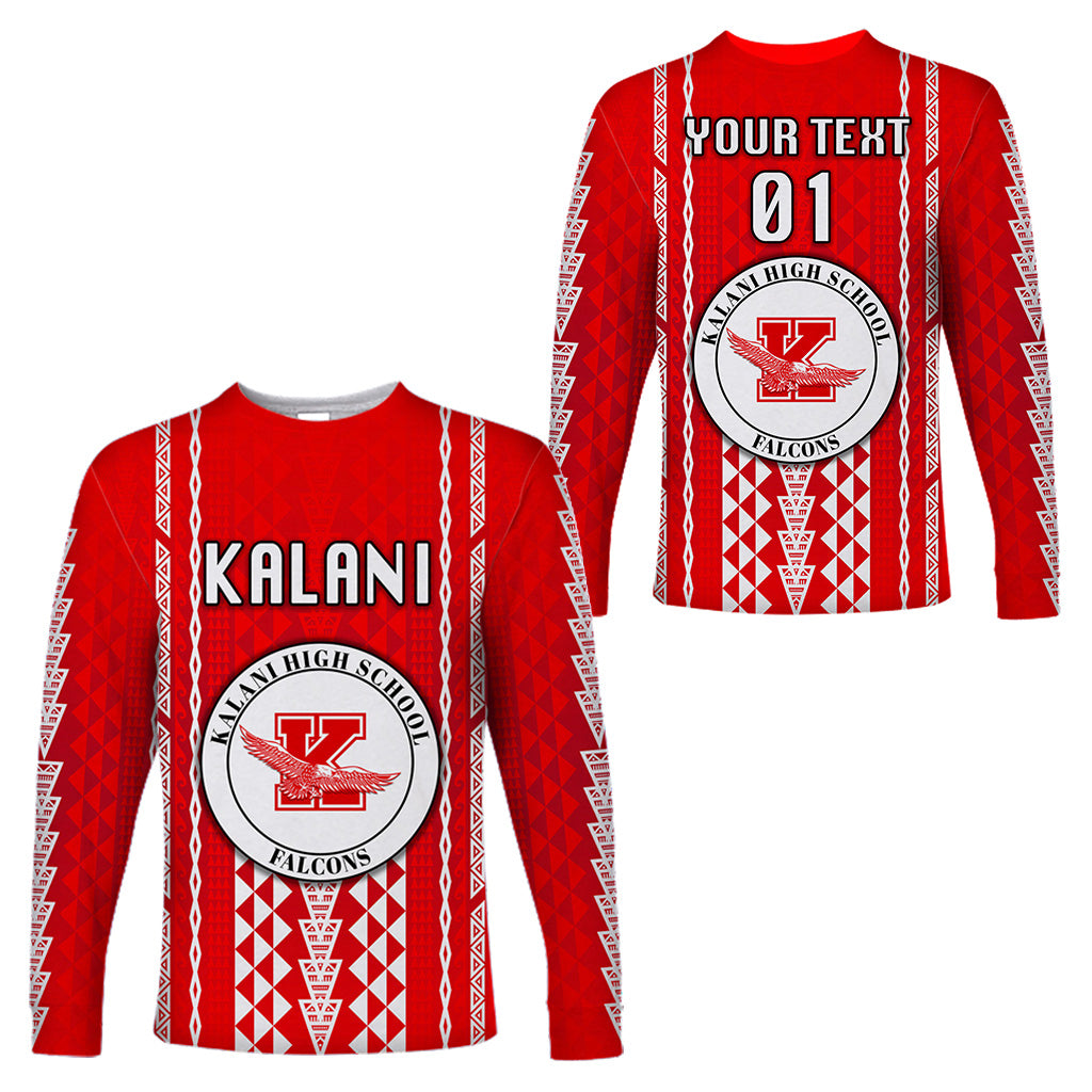 (Custom Personalised) Hawaii Kalani High School Long Sleeve Shirts Falcons Simple Style LT8 Unisex Red - Polynesian Pride