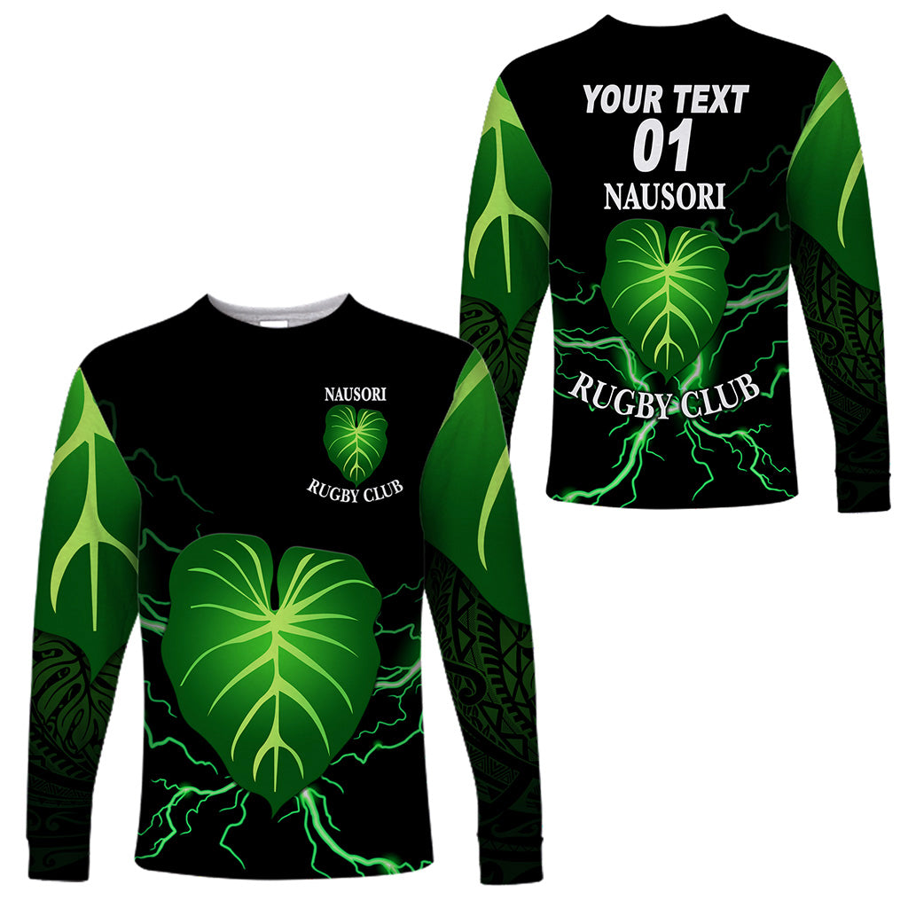 (Custom Personalised) Fiji Nausori Rugby Long Sleeve Shirts Simple Style, Custom Text And Number LT8 Unisex Black - Polynesian Pride
