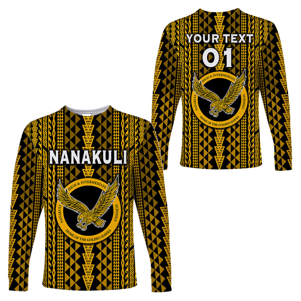 (Custom Personalised) Hawaii Nanakuli School Long Sleeve Shirts Golden Hawks Simple Style LT8 Unisex Gold - Polynesian Pride