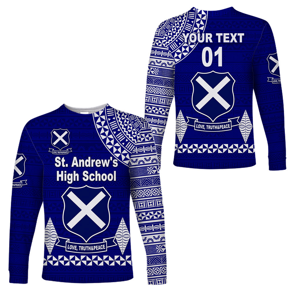 (Custom Personalised) St. Andrew's High School Long Sleeve Shirt Simple Style LT8 Unisex Blue - Polynesian Pride