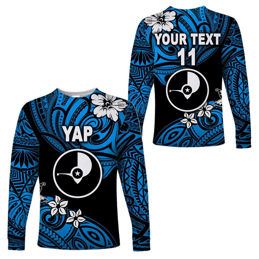 (Custom Personalised) FSM Yap Long Sleeve Shirts Unique Vibes - Blue LT8 Unisex Blue - Polynesian Pride