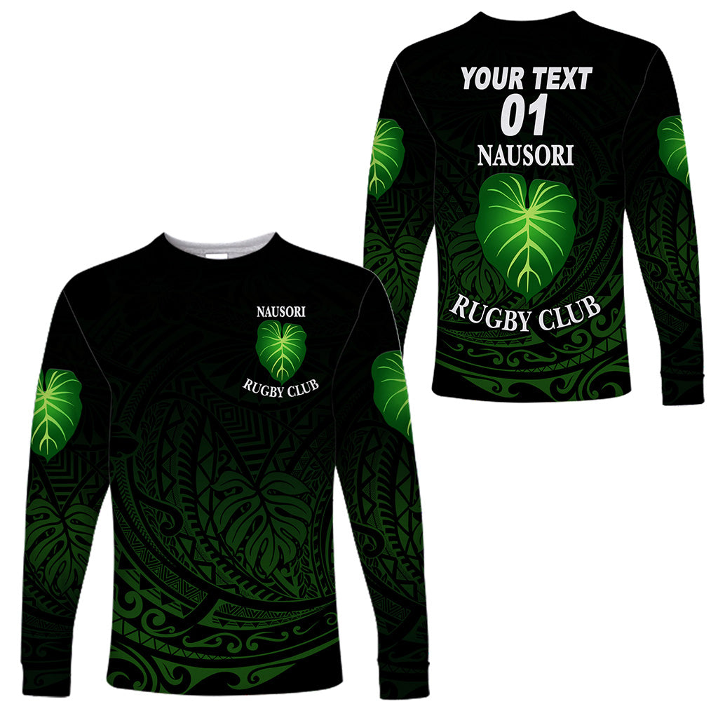 (Custom Personalised) Fiji Nausori Rugby Long Sleeve Shirts Original Style, Custom Text And Number LT8 Unisex Black - Polynesian Pride