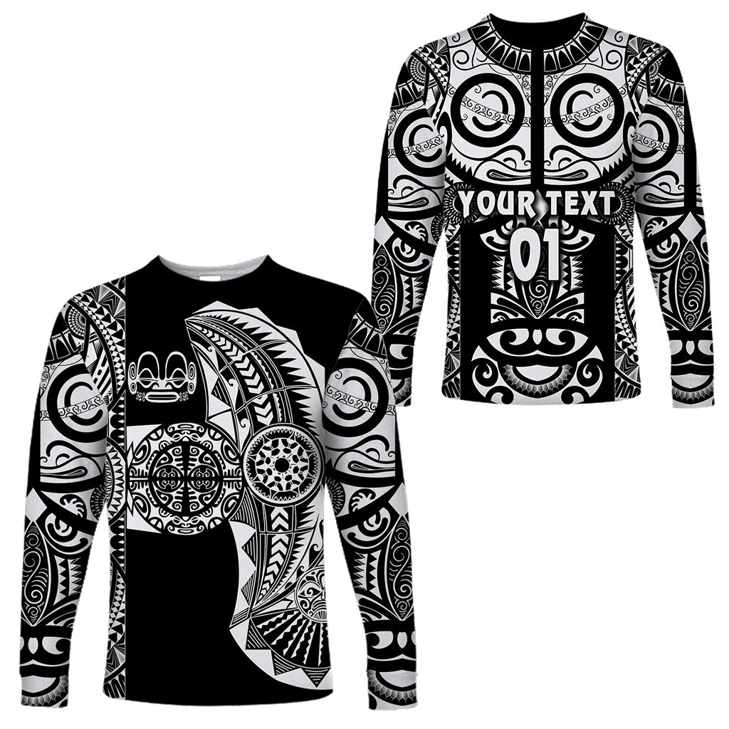 (Custom Personalised) Marquesas Islands Long Sleeve Shirt Marquesan Tattoo Original Style - Black LT8 Unisex Black - Polynesian Pride