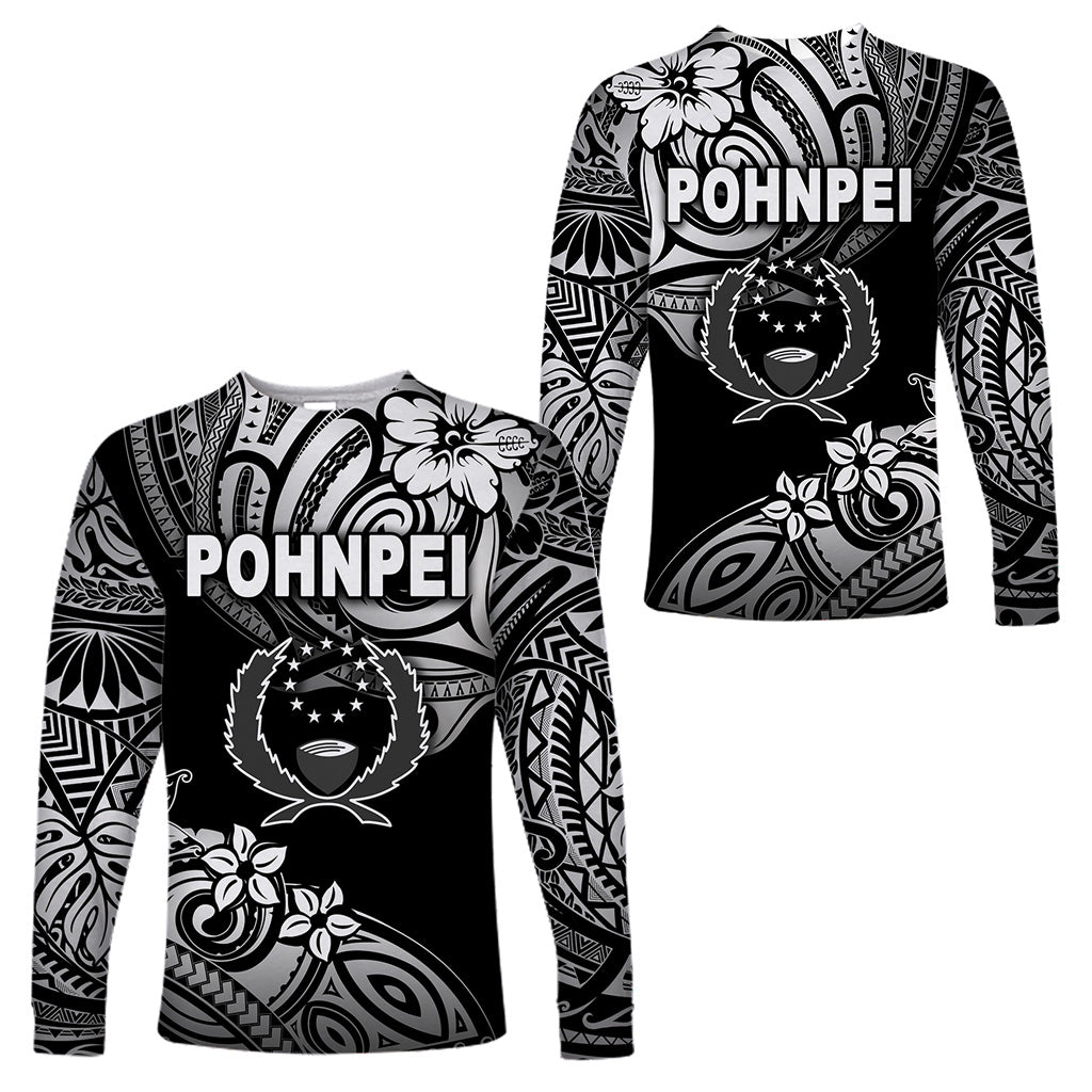 FSM Pohnpei Long Sleeve Shirts Unique Vibes - Black LT8 Unisex Black - Polynesian Pride