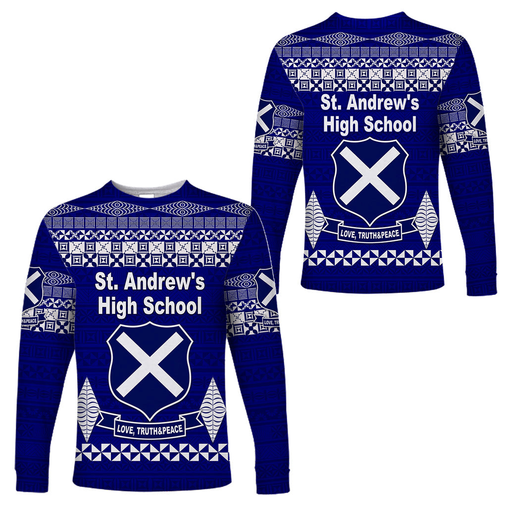 St. Andrew's High School Long Sleeve Shirt Simple Tongan Kupesi LT8 Unisex Blue - Polynesian Pride