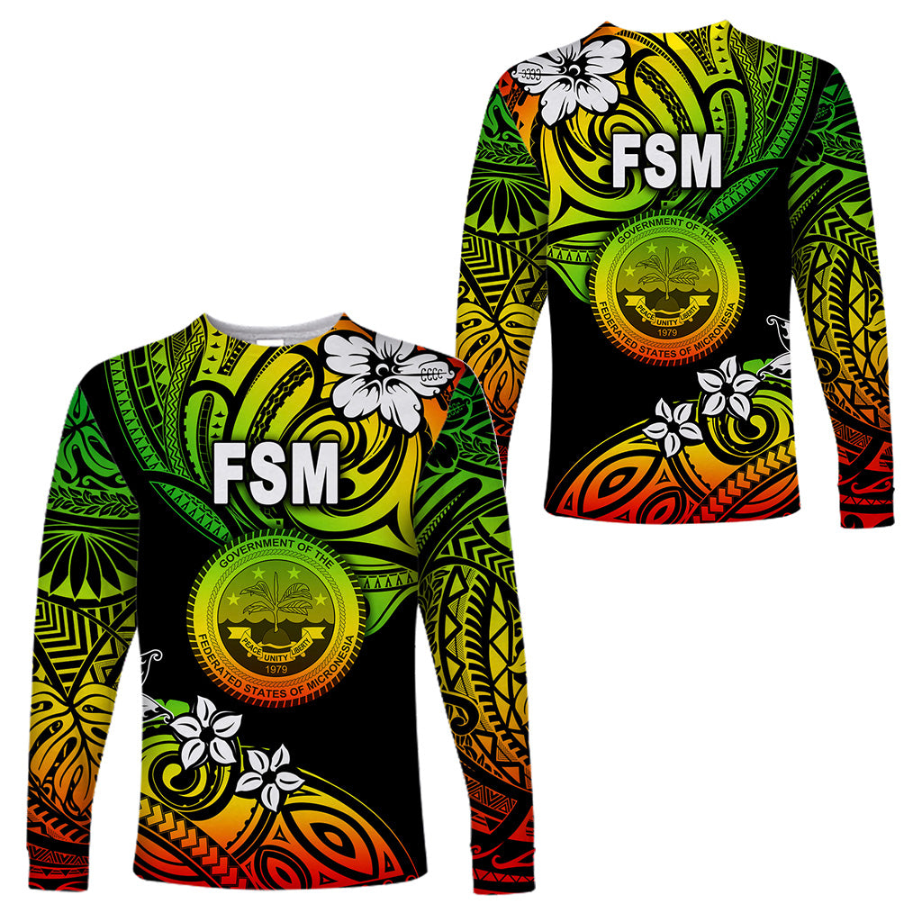 Federated States of Micronesia Long Sleeve Shirts Unique Vibes - Reggae LT8 Unisex Reggae - Polynesian Pride