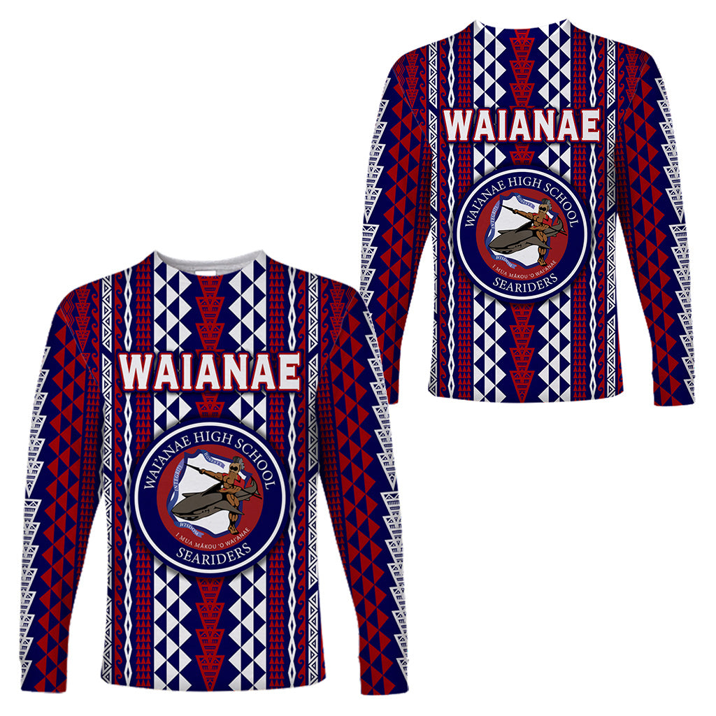 Hawaii Waianae High School Long Sleeve Shirts Seariders Simple Style LT8 Unisex Blue - Polynesian Pride