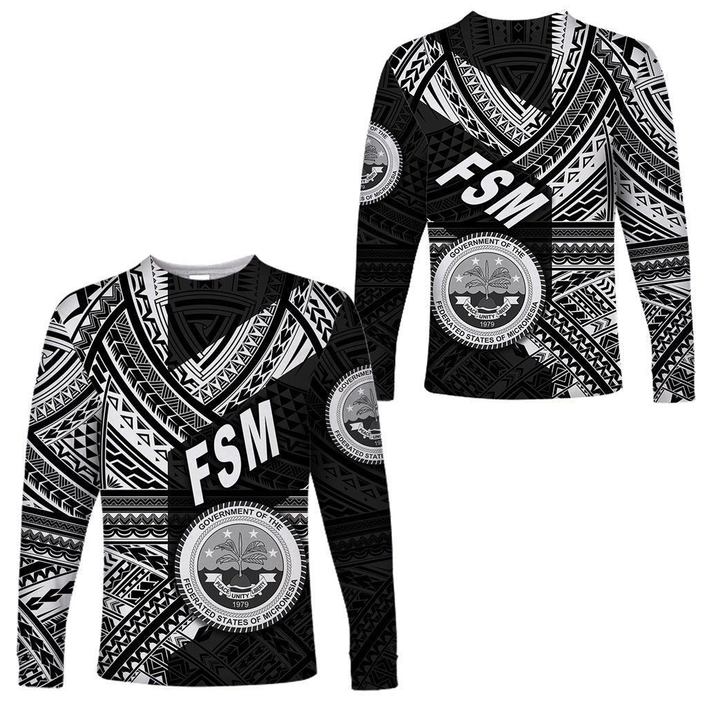 Federated States of Micronesia Long Sleeve Shirts FSM Original Style - Black LT8 Unisex Black - Polynesian Pride