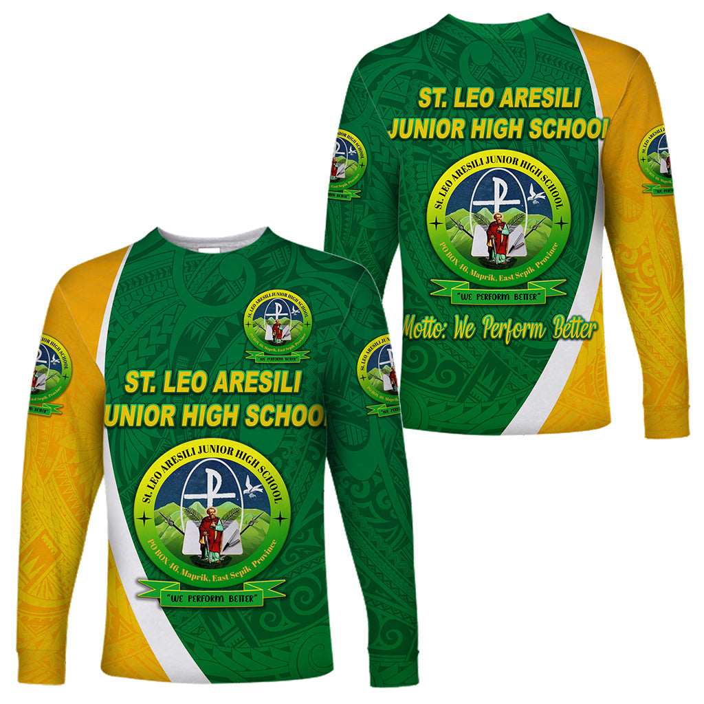 St. Leo Aresili Junior High School Long Sleeve Shirts Simple Style LT8 Unisex Green - Polynesian Pride