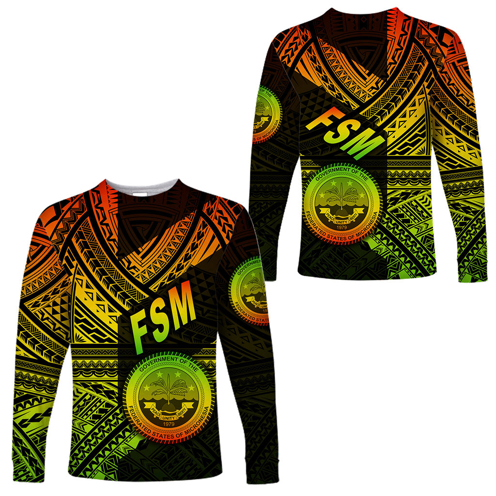 Federated States of Micronesia Long Sleeve Shirts FSM Original Style - Reggae LT8 Unisex Reggae - Polynesian Pride