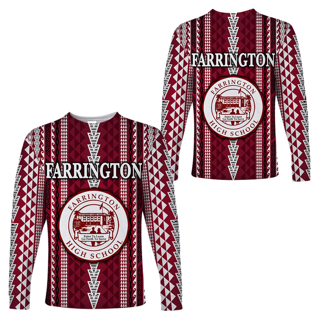 Hawaii Farrington High School Long Sleeve Shirts Simple Style LT8 Unisex Maroon - Polynesian Pride