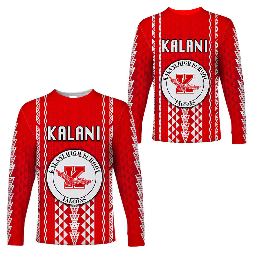 Hawaii Kalani High School Long Sleeve Shirts Falcons Simple Style LT8 Unisex Red - Polynesian Pride