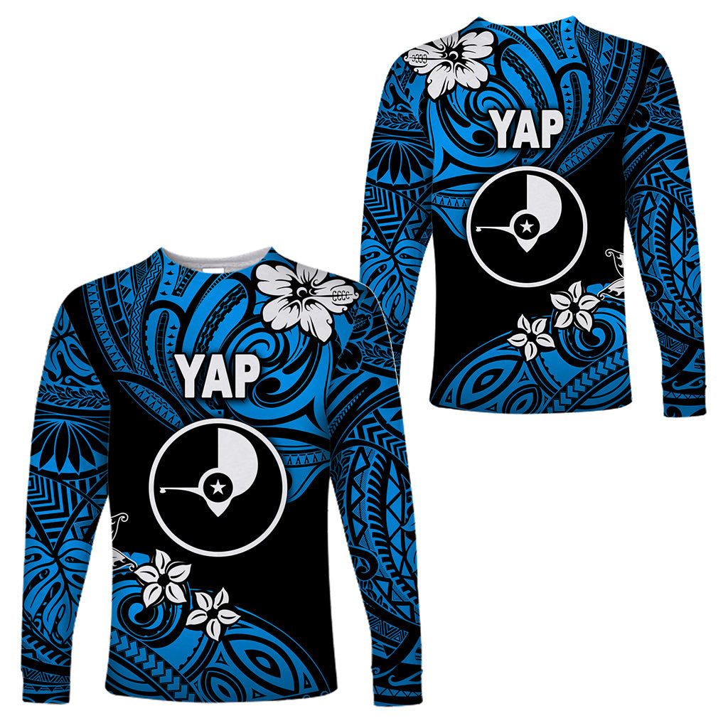 FSM Yap Long Sleeve Shirts Unique Vibes - Blue LT8 Unisex Blue - Polynesian Pride