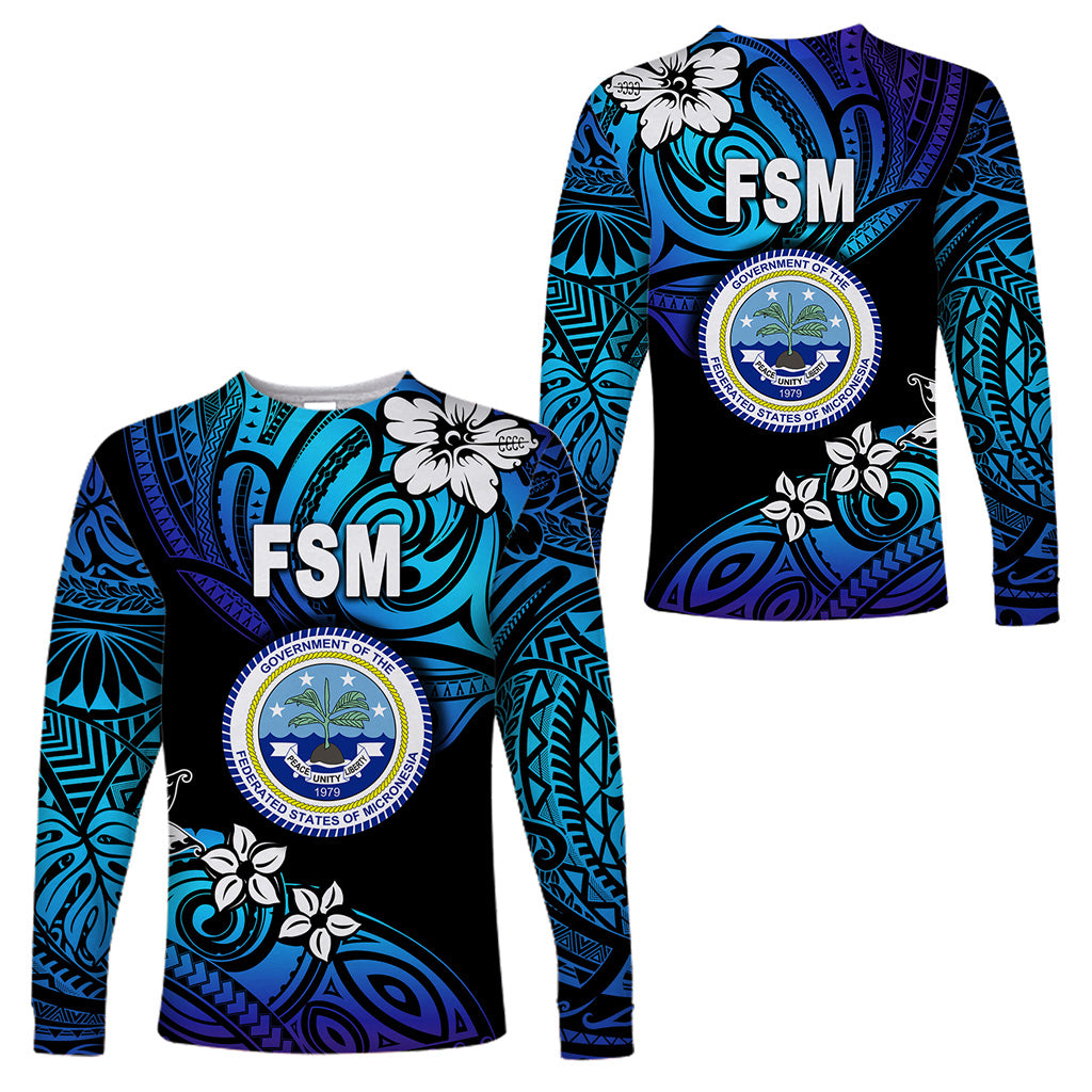 Federated States of Micronesia Long Sleeve Shirts Unique Vibes - Blue LT8 Unisex Blue - Polynesian Pride