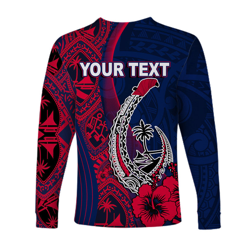 (Custom Personalised) Guam Fish Hook Long Sleeve Shirt Flag Color Style LT6 - Polynesian Pride