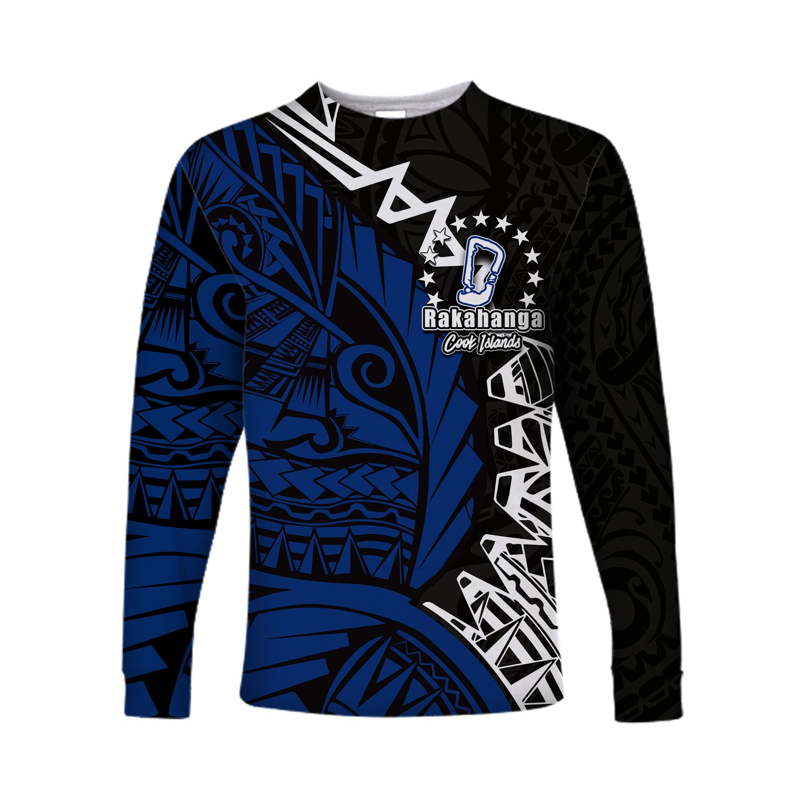 (Custom Personalised)Cook Islands Long Sleeve Shirts Rakahanga Polynesian Style LT6 Unisex Blue - Polynesian Pride
