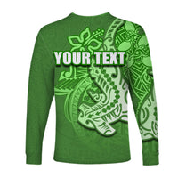 (Custom Personalised) Hammerhead shark Long Sleeve Shirts Polynesian Green Style LT6 - Polynesian Pride