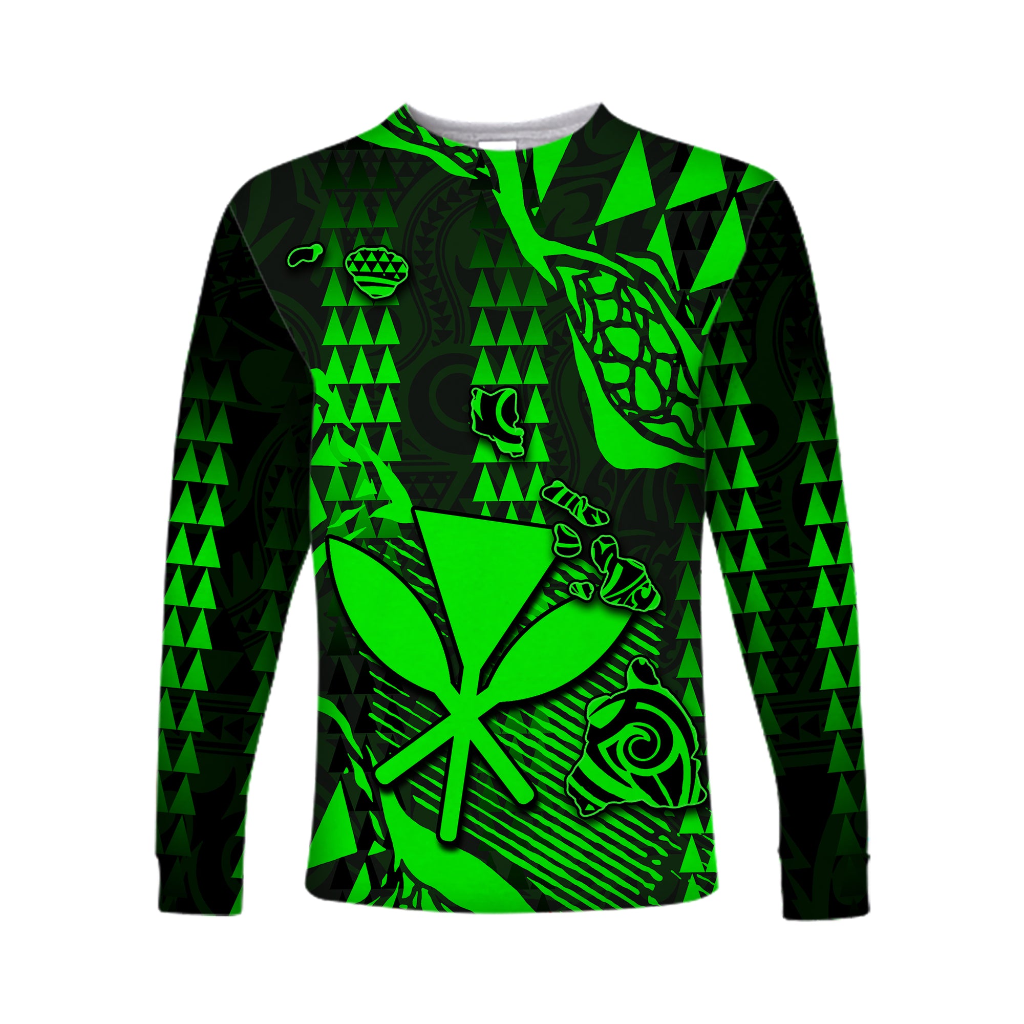 (Custom Personalised) Hawaii Kanaka Map Long Sleeve Shirts Green Style LT6 Unisex Green - Polynesian Pride