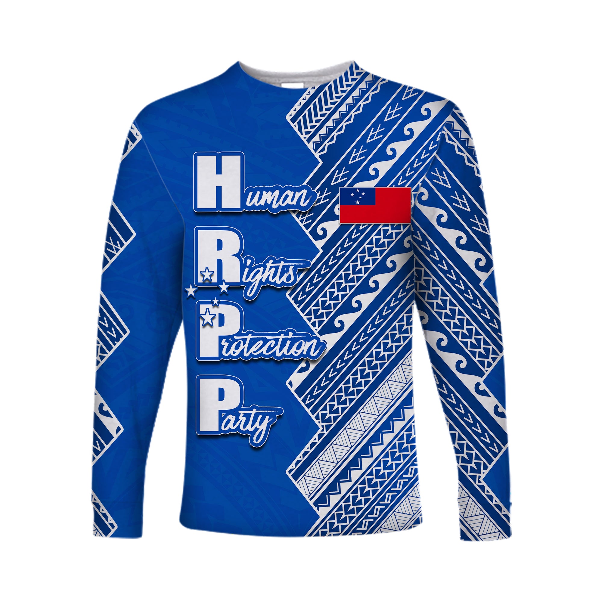 HRPP Samoa Long Sleeve Shirts Half Style LT6 Unisex Blue - Polynesian Pride