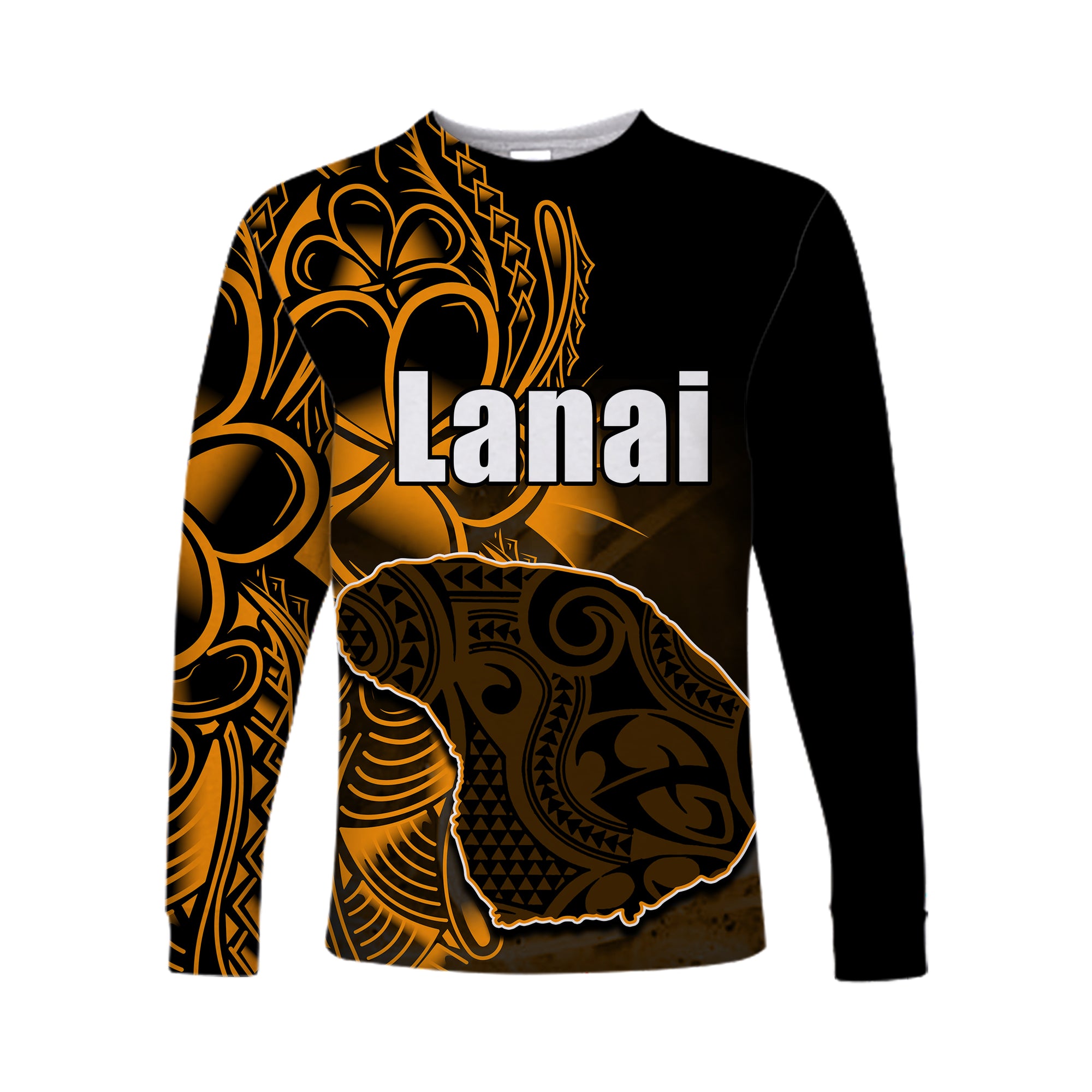 (Custom Personalised) Hawaiian Islands Long Sleeve Shirts Lanai LT6 Unisex Orange - Polynesian Pride