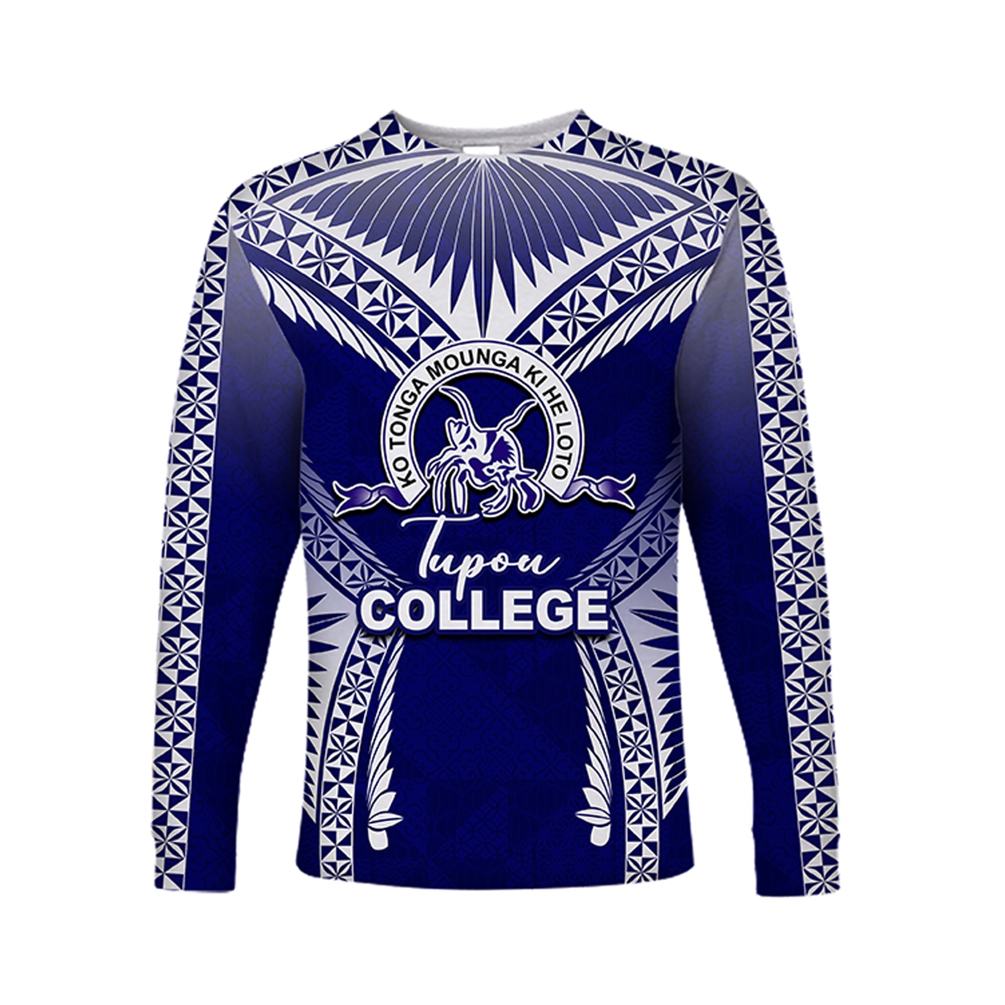 (Custom Personalised) Tupou College Long Sleeve Shirts Blue Style LT6 Unisex Blue - Polynesian Pride