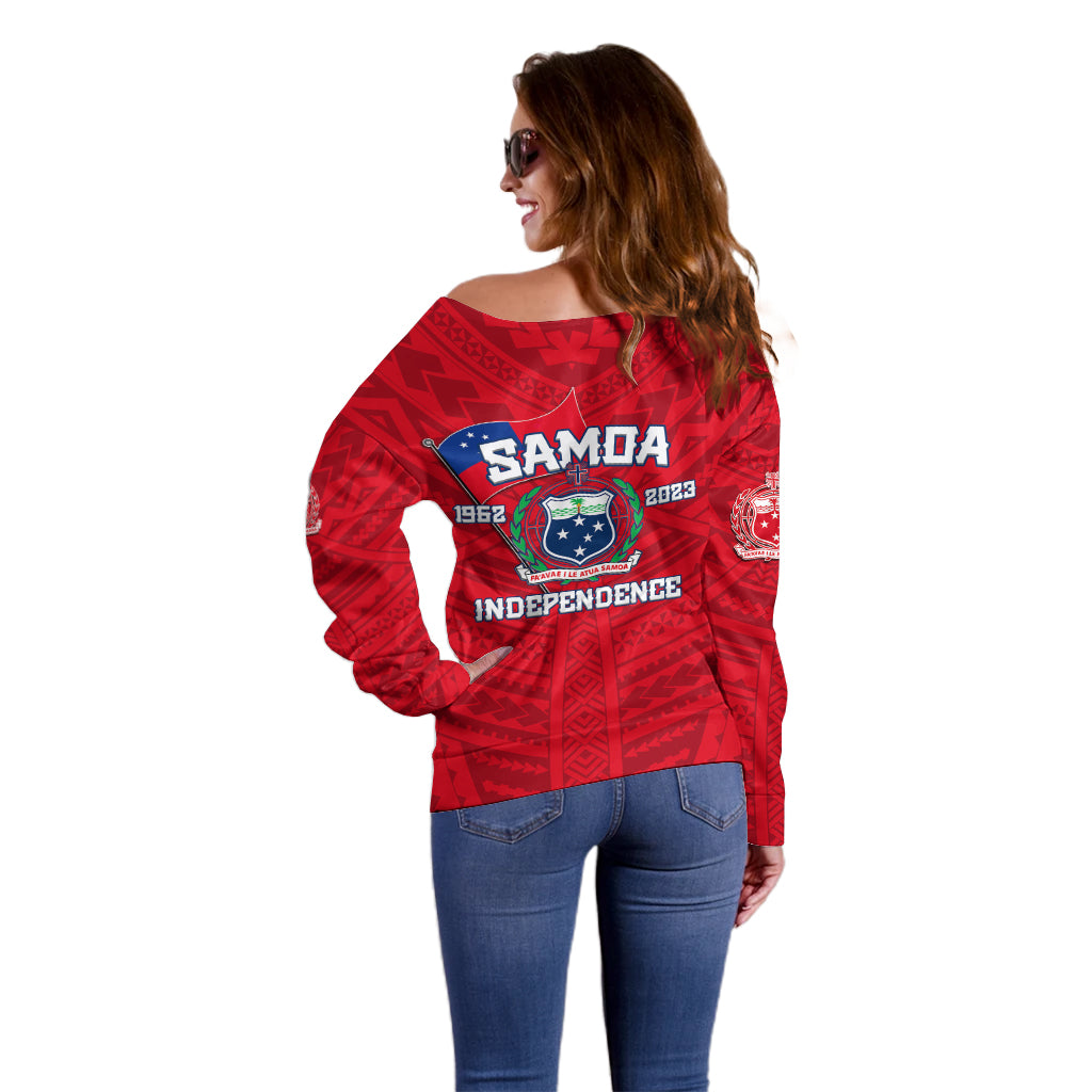 Samoa Independence Off Shoulder Sweater 2023 Red Style LT6 - Polynesian Pride
