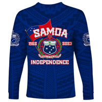 Samoa Independence Long Sleeve Shirt 2023 Blue Style LT6 - Polynesian Pride