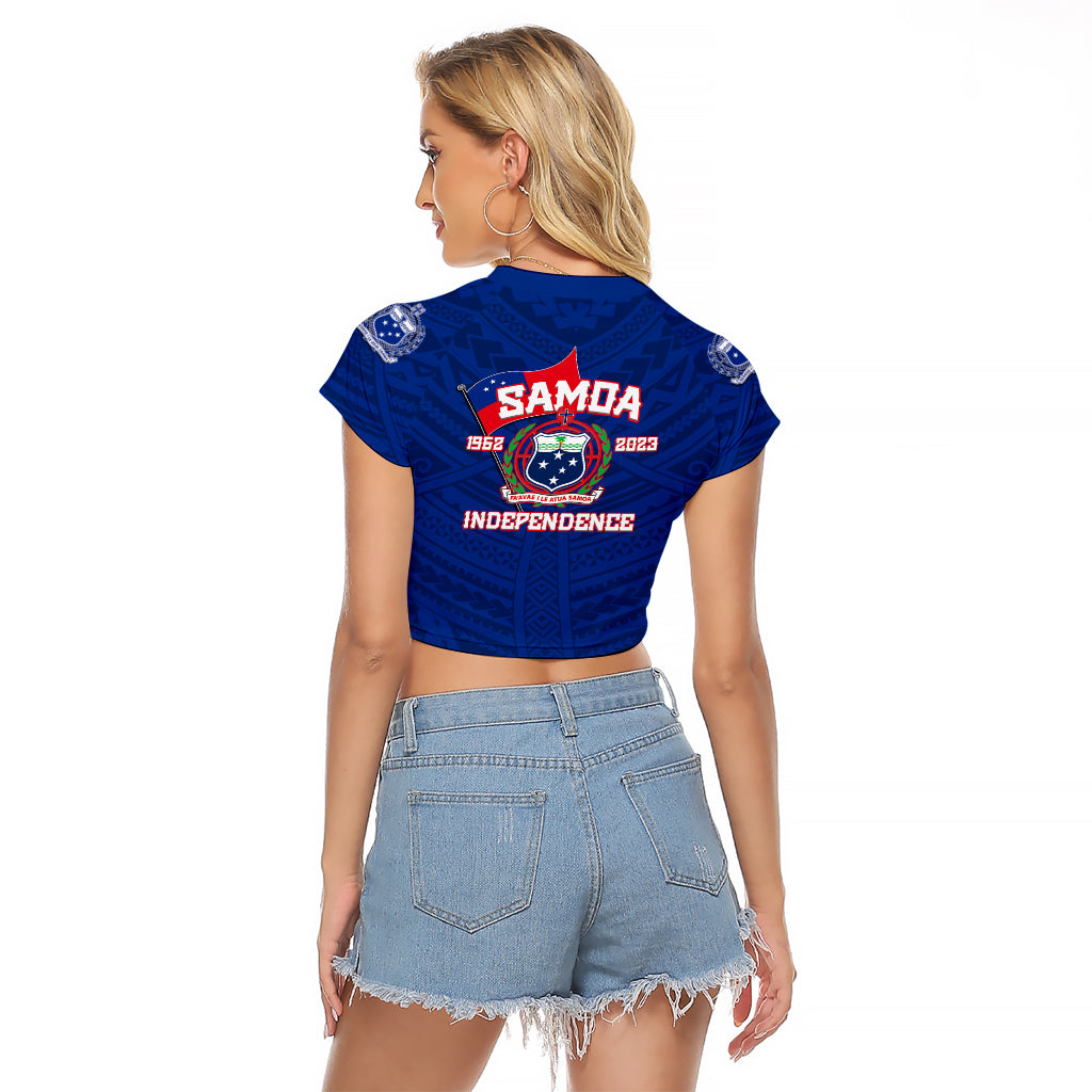 Samoa Independence Raglan Cropped T Shirt 2023 Blue Style LT6 - Polynesian Pride