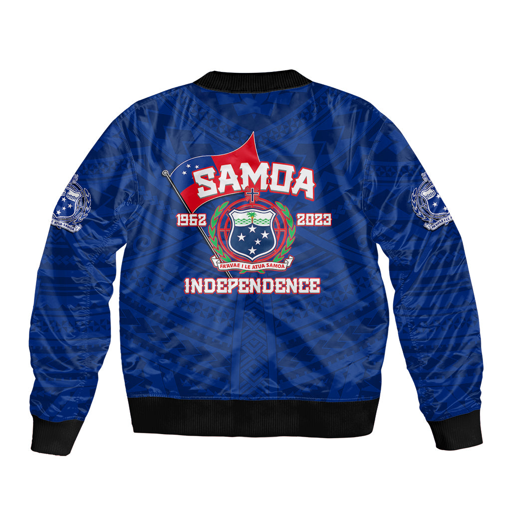Samoa Independence Sleeve Zip Bomber Jacket 2023 Blue Style LT6 - Polynesian Pride