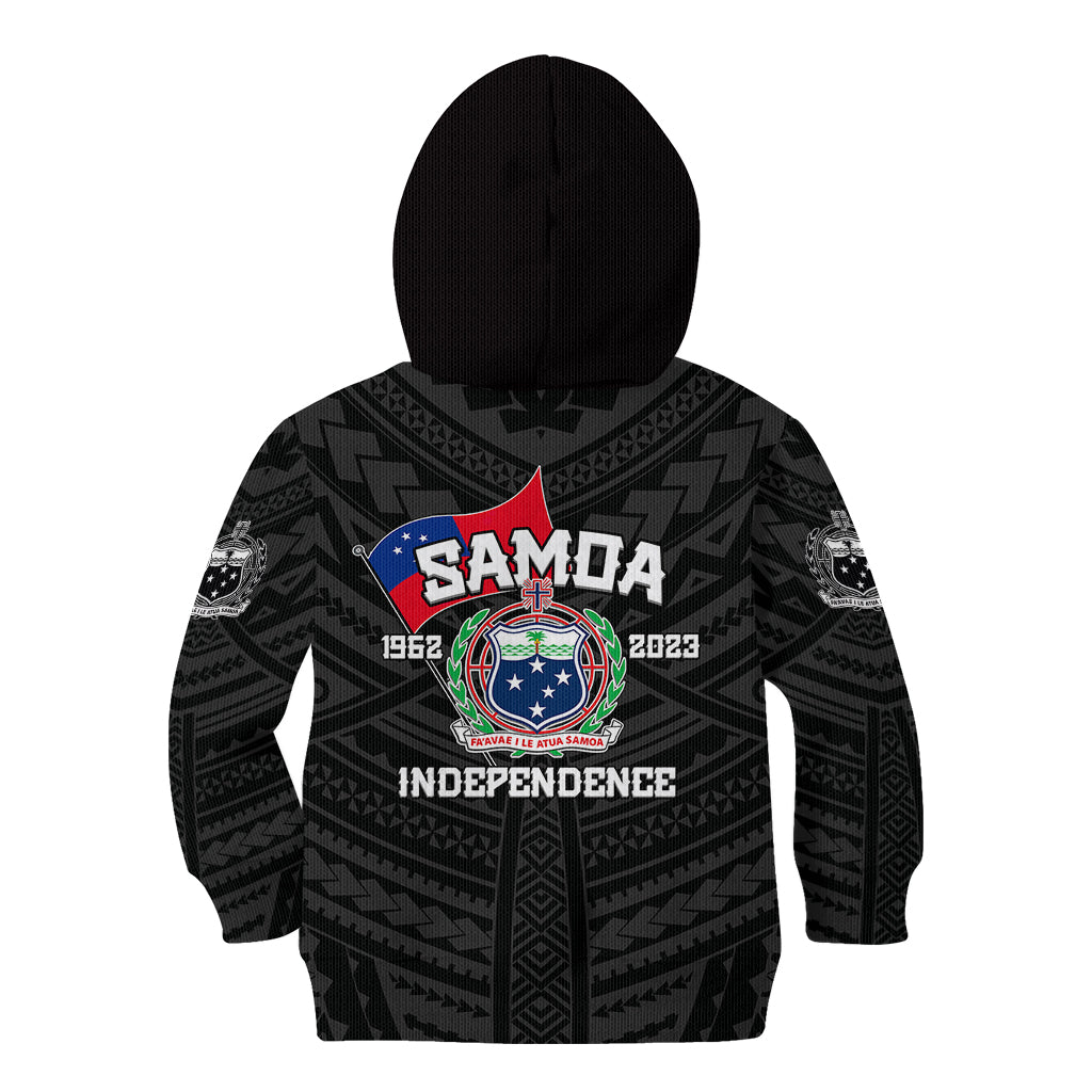 Samoa Independence Kid Hoodie 2023 Black Style LT6 Zip Hoodie Black - Polynesian Pride