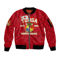 Tonga Independence Sleeve Zip Bomber Jacket 2023 Red Style LT6 Unisex Red - Polynesian Pride