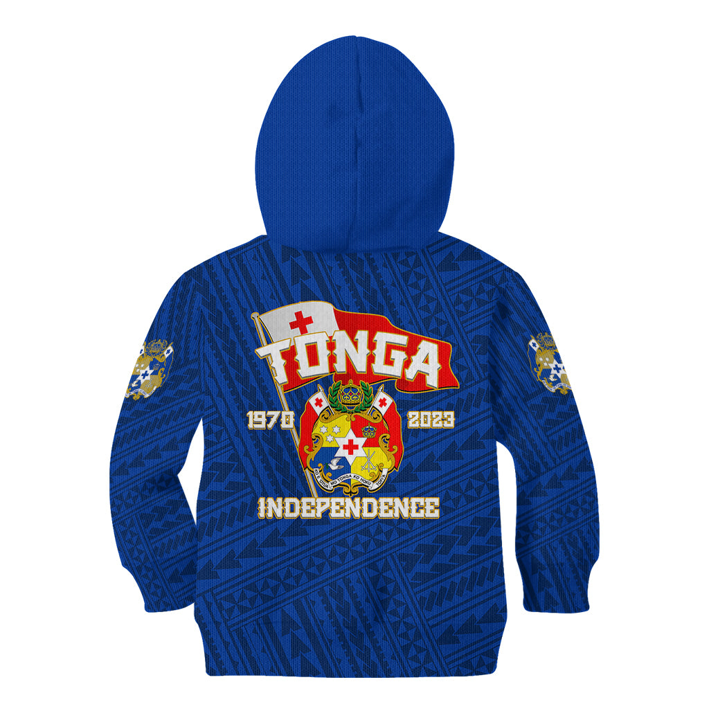 Tonga Independence Kid Hoodie 2023 Blue Style LT6 Zip Hoodie Blue - Polynesian Pride