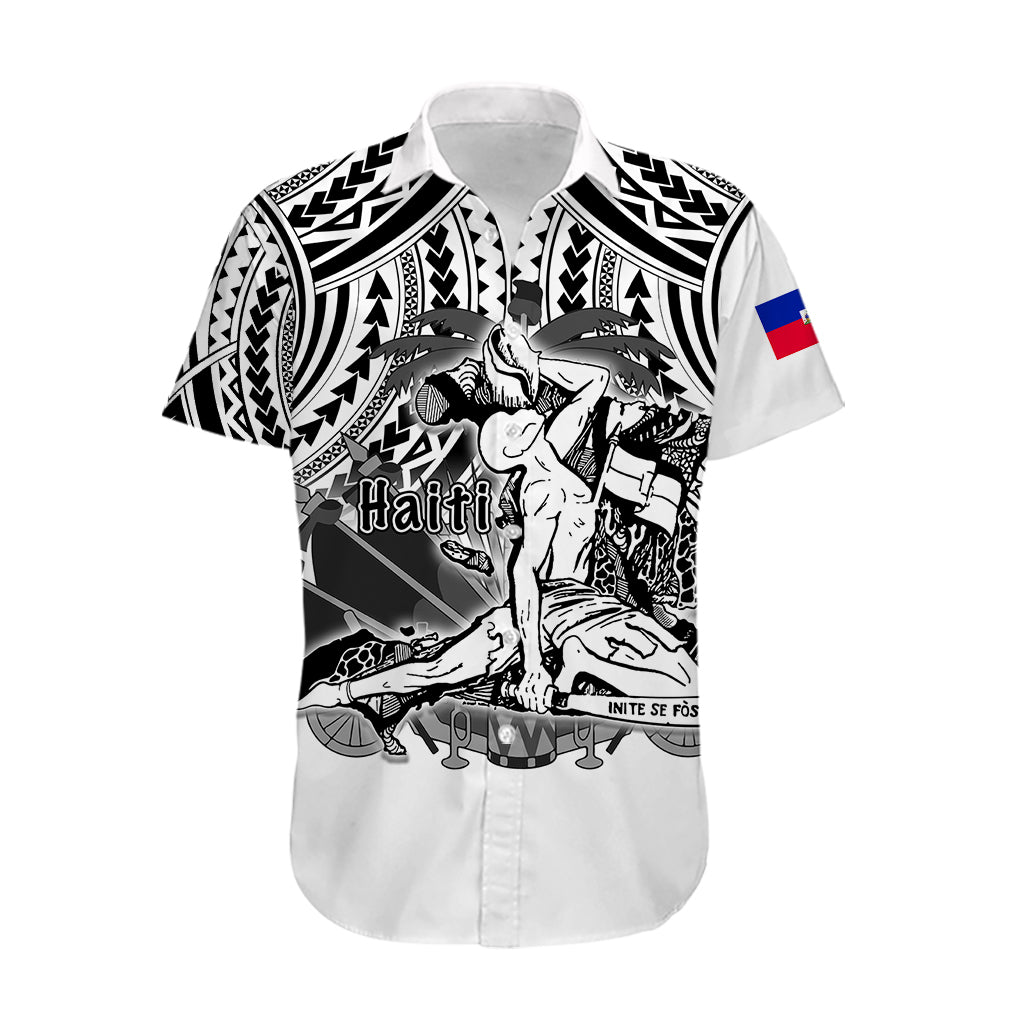 (Custom Personalised) Haiti Hawaiian Shirt Polynesian Neg Maron White Style LT6 - Polynesian Pride
