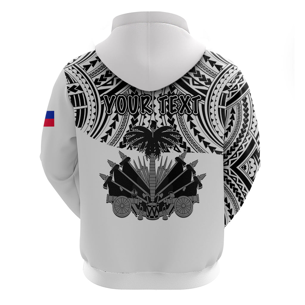 Custom Haiti Hoodie Polynesian Neg Maron White Style LT6 - Polynesian Pride