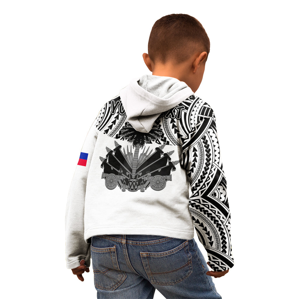 (Custom Personalised) Haiti Kid Hoodie Polynesian Neg Maron White Style LT6 - Polynesian Pride