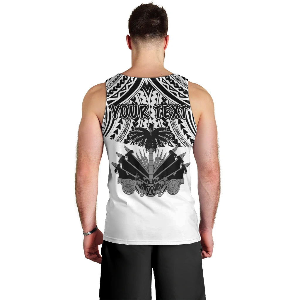 (Custom Personalised) Haiti Men Tank Top Polynesian Neg Maron White Style LT6 - Polynesian Pride