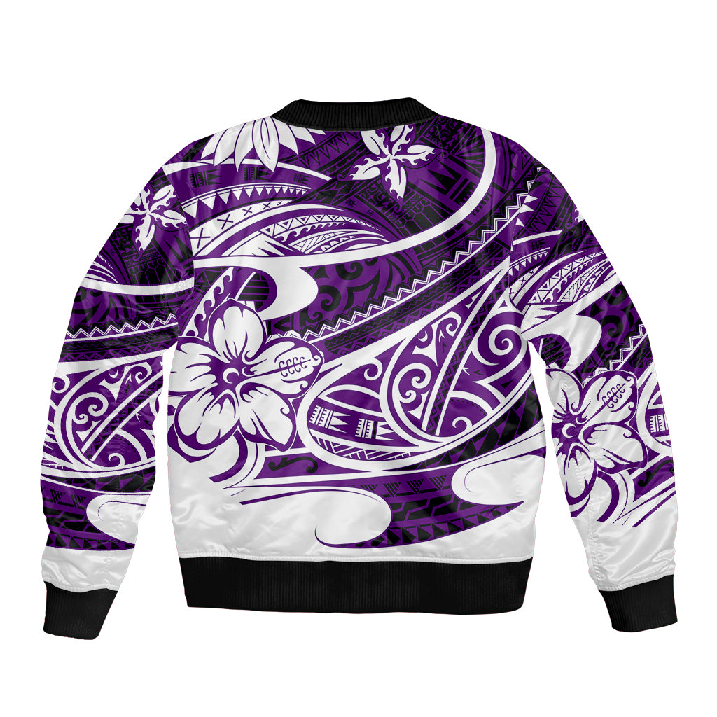 Polynesian Tribal Bomber Jacket Purple LT6 - Polynesian Pride