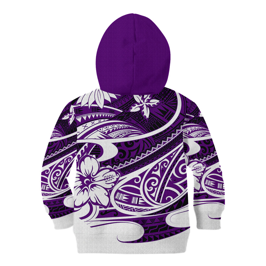 Polynesian Tribal Kid Hoodie Purple LT6 Zip Hoodie Purple - Polynesian Pride