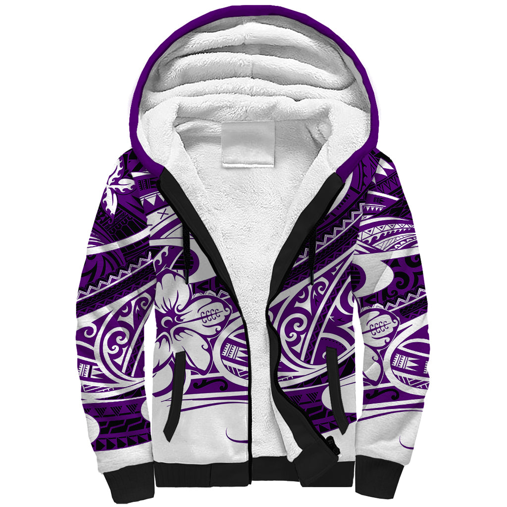 Polynesian Tribal Sherpa Hoodie Purple LT6 Unisex Purple - Polynesian Pride