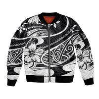 Polynesian Tribal Sleeve Zip Bomber Jacket Black LT6 Unisex Black - Polynesian Pride