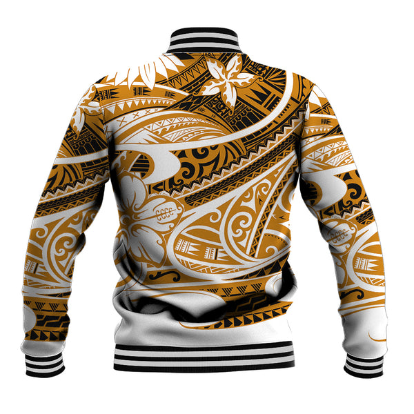 Polynesian Tribal Baseball Jacket Gold LT6