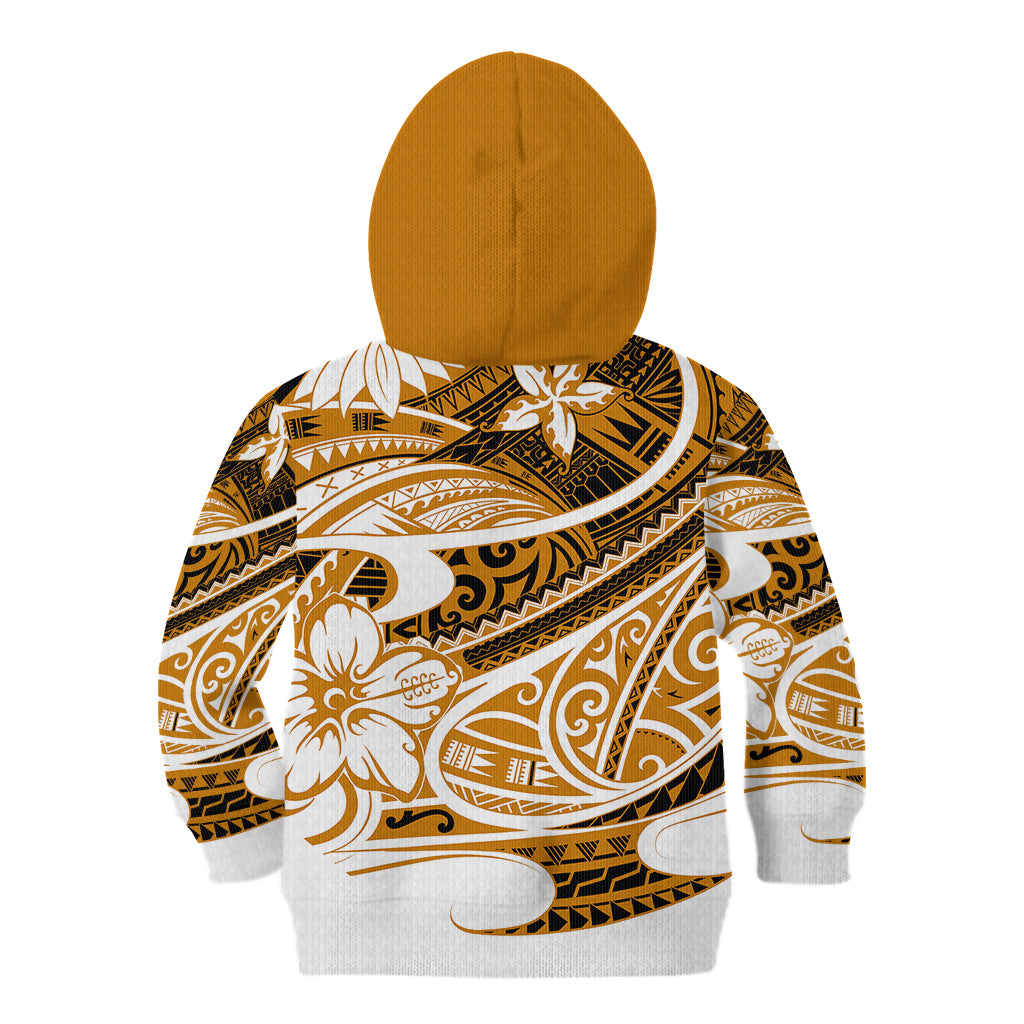 Polynesian Tribal Kid Hoodie Gold LT6 Zip Hoodie Gold - Polynesian Pride