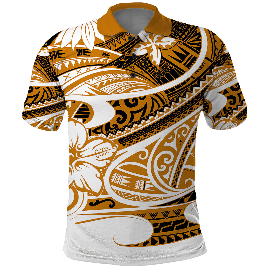 Polynesian Tribal Polo Shirt Gold LT6 Gold - Polynesian Pride
