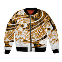 Polynesian Tribal Sleeve Zip Bomber Jacket Gold LT6 Unisex Gold - Polynesian Pride