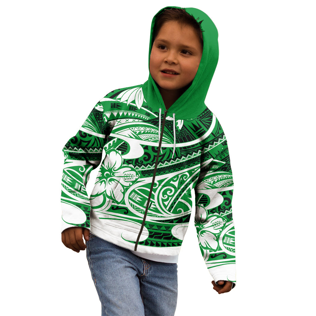 Polynesian Tribal Kid Hoodie Green LT6 - Polynesian Pride
