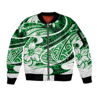 Polynesian Tribal Sleeve Zip Bomber Jacket Green LT6 Unisex Green - Polynesian Pride