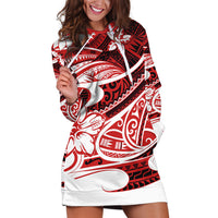 Polynesian Tribal Hoodie Dress Red LT6 - Polynesian Pride